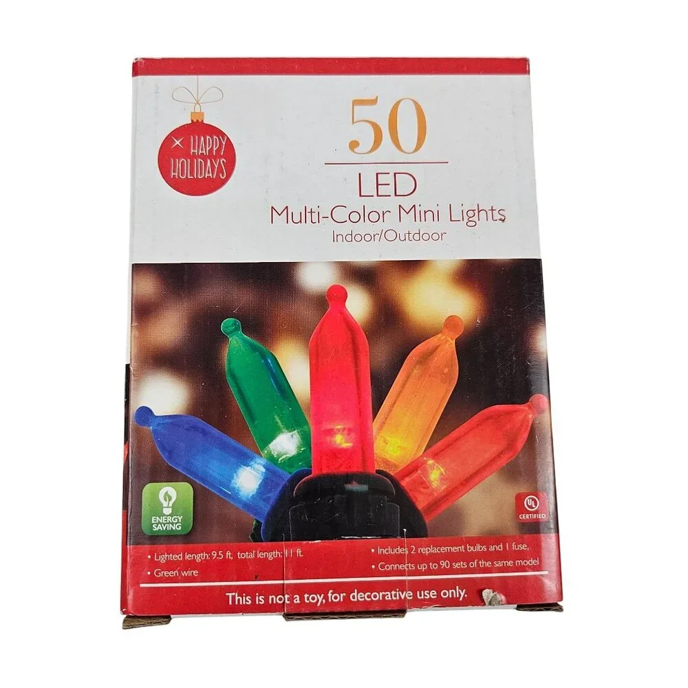 TDC USA LED 50 Mini Lights Set of 3 Multi Color Indoor Outdoor 11ft Green Wire